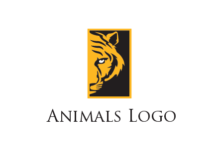 half tiger face in rectangle