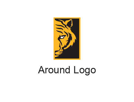 half tiger face in rectangle
