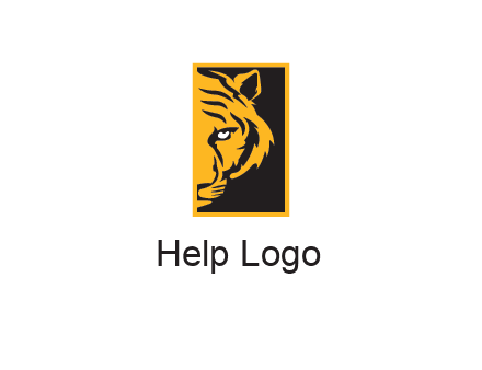 half tiger face in rectangle