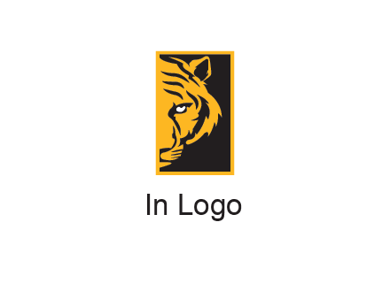 half tiger face in rectangle