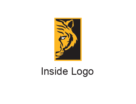 half tiger face in rectangle