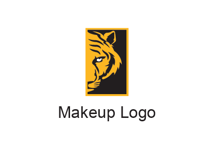 half tiger face in rectangle