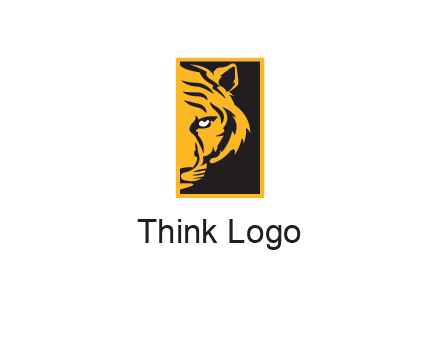 half tiger face in rectangle
