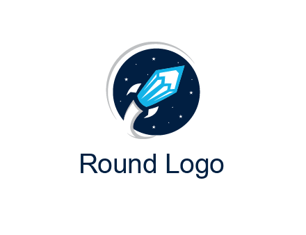 night sky circle behind rocket