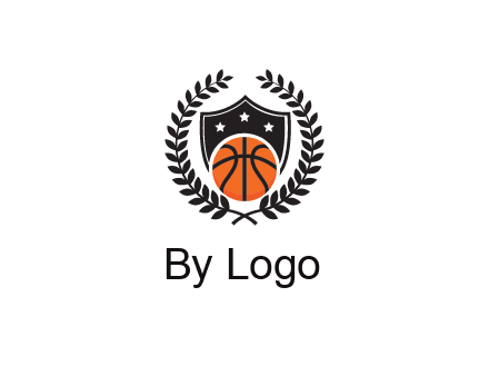 shield behind basketball with leaves