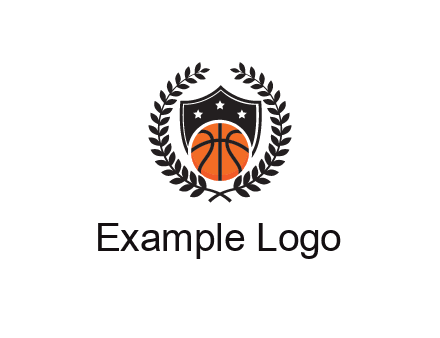 shield behind basketball with leaves