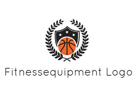 shield behind basketball with leaves