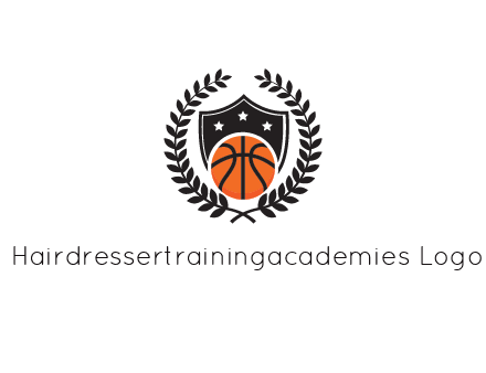 shield behind basketball with leaves