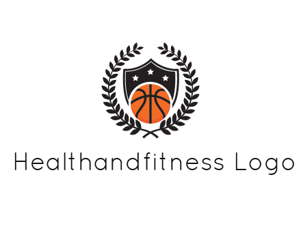 shield behind basketball with leaves