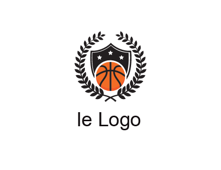 shield behind basketball with leaves