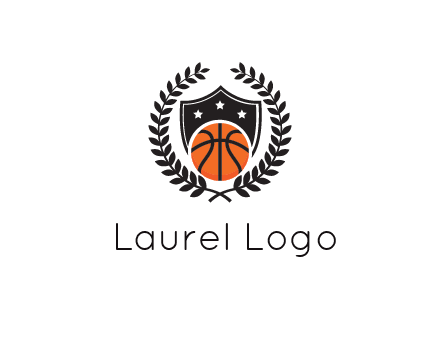 shield behind basketball with leaves