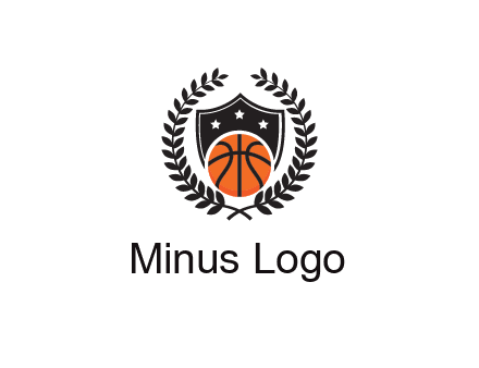 shield behind basketball with leaves