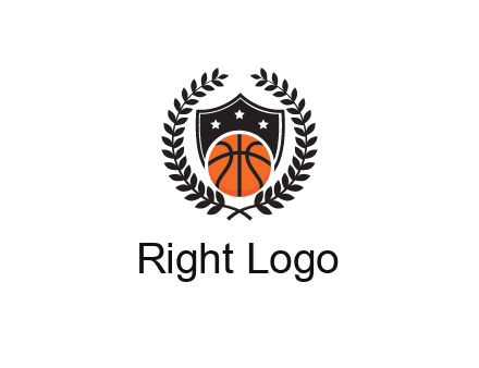shield behind basketball with leaves