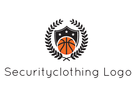 shield behind basketball with leaves