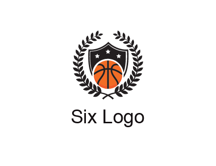 shield behind basketball with leaves