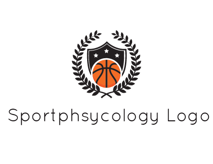 shield behind basketball with leaves