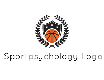 shield behind basketball with leaves