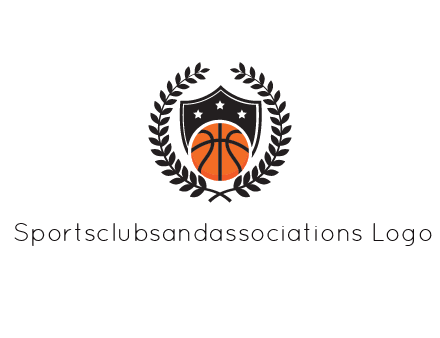 shield behind basketball with leaves