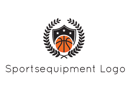 shield behind basketball with leaves