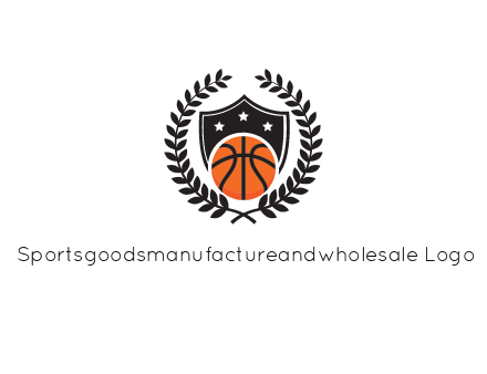shield behind basketball with leaves