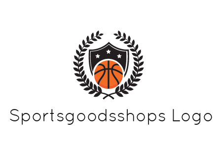 shield behind basketball with leaves