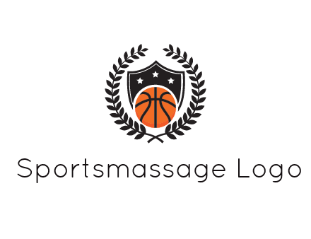 shield behind basketball with leaves