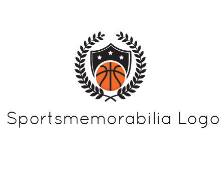 shield behind basketball with leaves