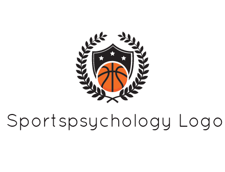 shield behind basketball with leaves