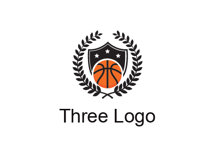 shield behind basketball with leaves