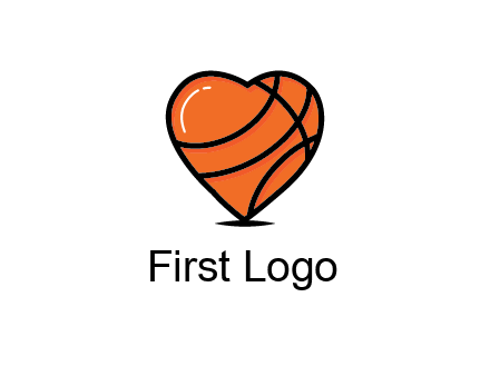 basketball pattern in heart