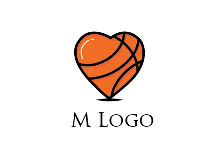 basketball pattern in heart