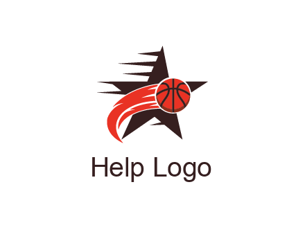 star behind basketball with flame