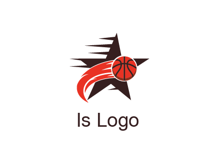 star behind basketball with flame