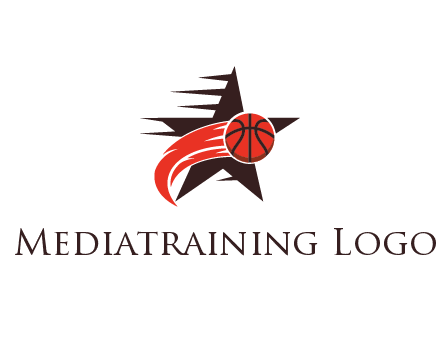 star behind basketball with flame