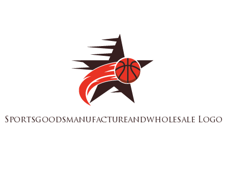 star behind basketball with flame