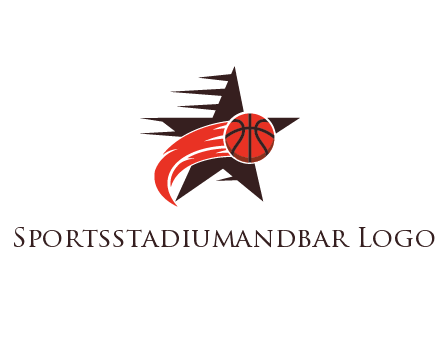 star behind basketball with flame