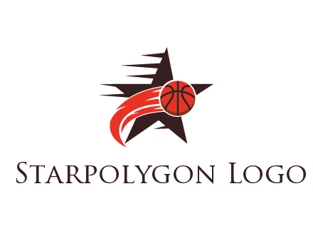 star behind basketball with flame