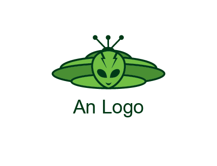 UFO behind alien face