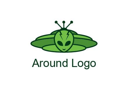 UFO behind alien face