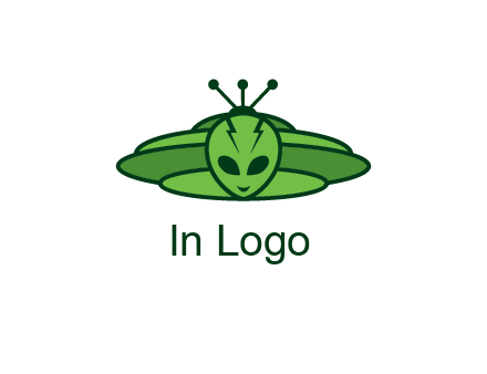 UFO behind alien face