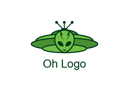 UFO behind alien face