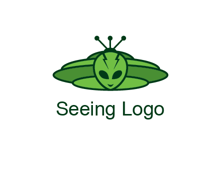 UFO behind alien face