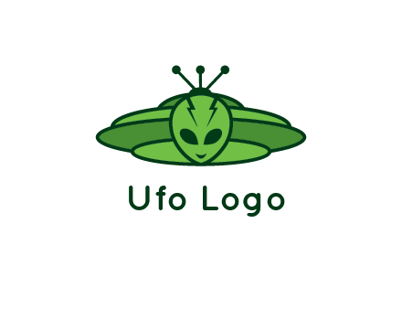 UFO behind alien face