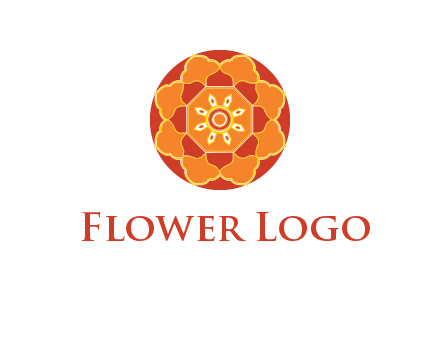 mandala flower in circle symbol