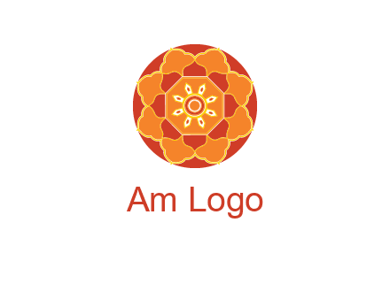 mandala flower in circle symbol