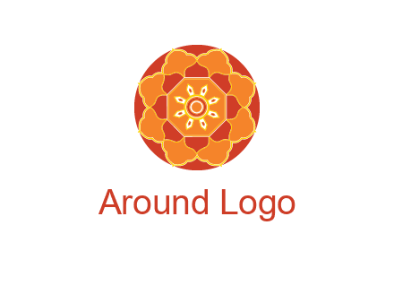 mandala flower in circle symbol