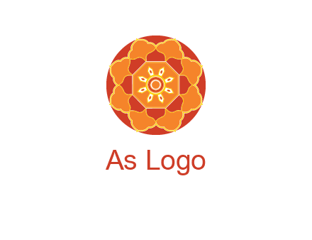 mandala flower in circle symbol