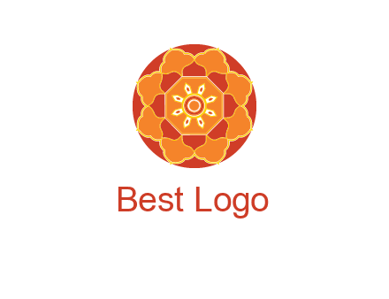 mandala flower in circle symbol