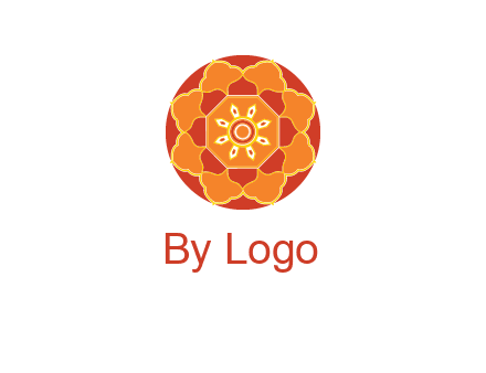 mandala flower in circle symbol
