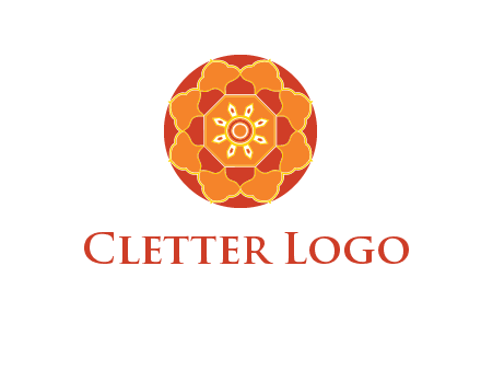 mandala flower in circle symbol